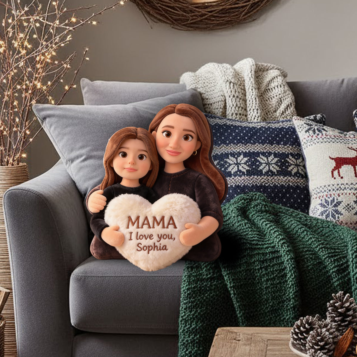 I Love You - Personalized Mother Faux Fur Shaped Pillow