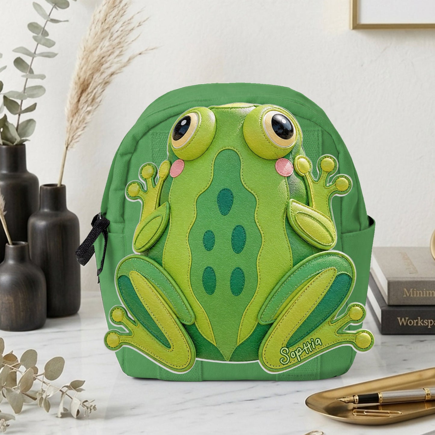 For Who Love Frogs - Personalized Frog Changeable Leather Patch Backpack