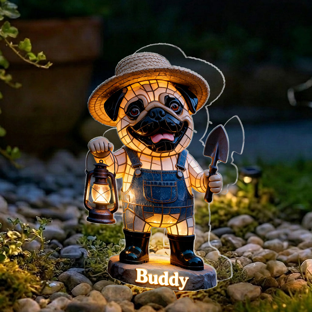 Custom Any Photo Gardening Decoration - Personalized Dog Solar Acrylic Light