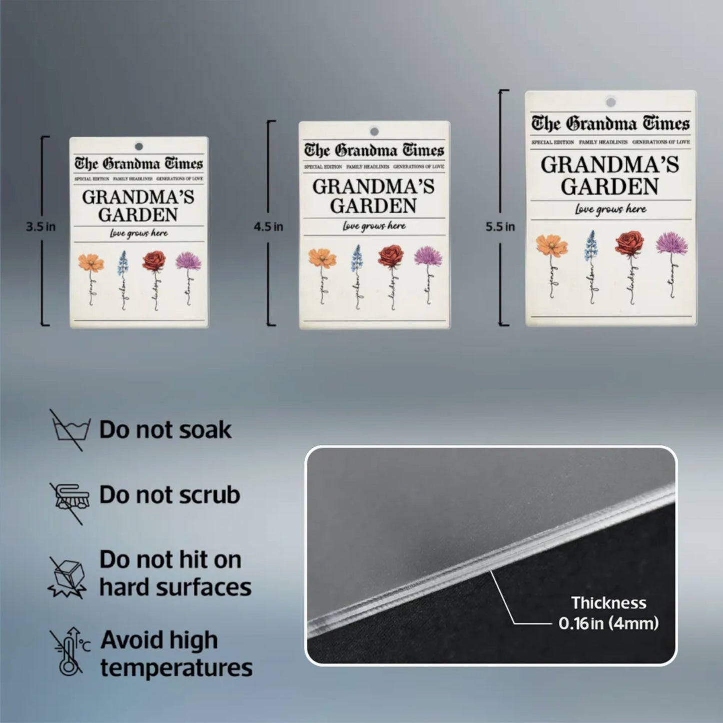 Grandma’s Garden Acrylic Ornament – Newspaper-Inspired Design, A Heartfelt Gift Where Love Grows
