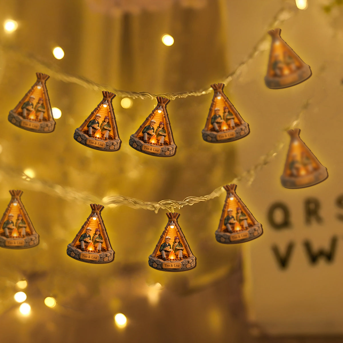 Campsite Unique Decoration, Custom From Any Photo - Personalized Camping String Lights