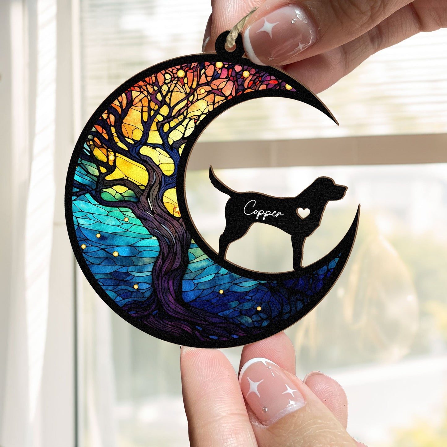 Custom Pet Ornament – Layered Wood & Acrylic Tribute for Dog Lovers