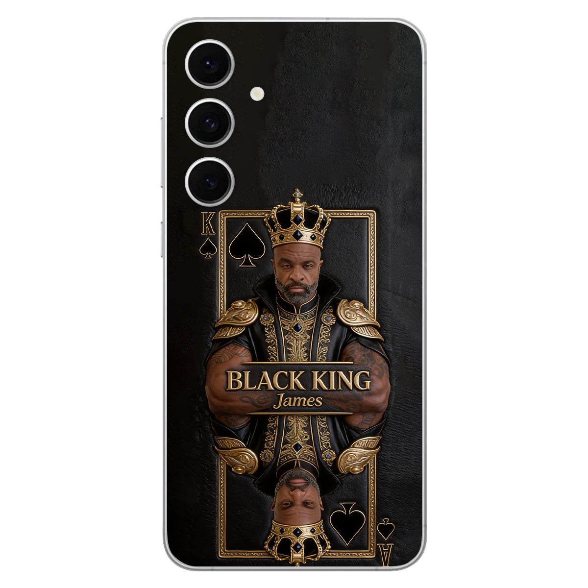 Black King - Personalized African American 3D Embossed Leather Phone Case