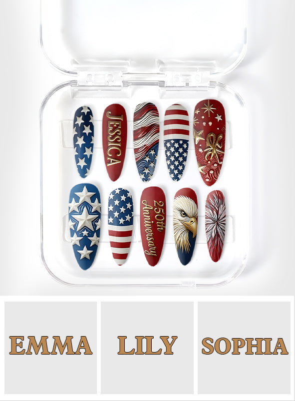 250th Anniversary Of United States - Personalized Patriot Press On Nails