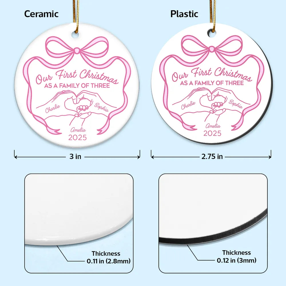 Our First Christmas as a Family of Three Ceramic Ornament, 2025 Family Keepsake