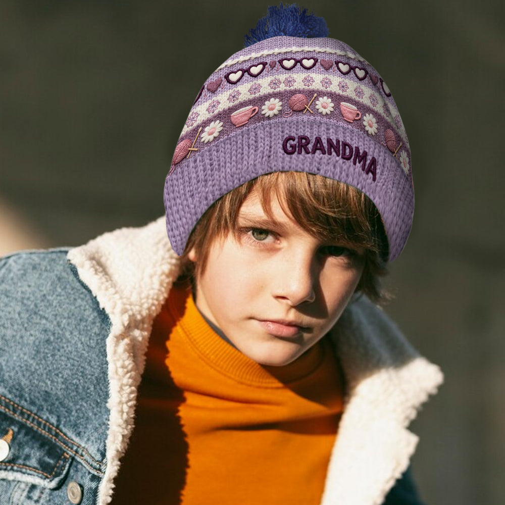 Grandma Mom - Personalized Grandma Beanie Hat