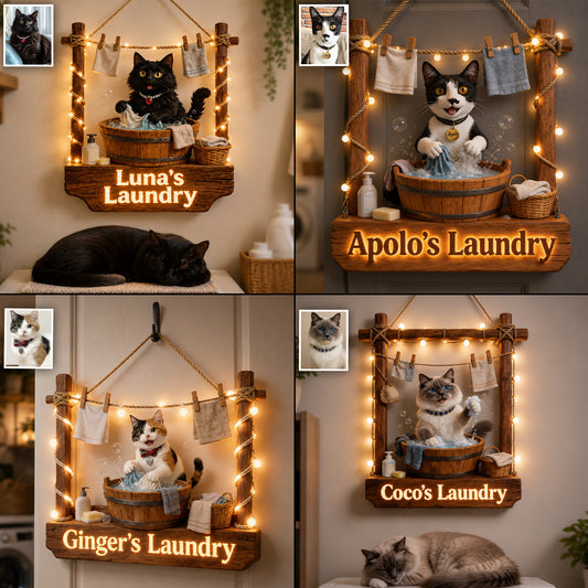 Laundry Boss - Personalized Cat LED Light Acrylic Sign