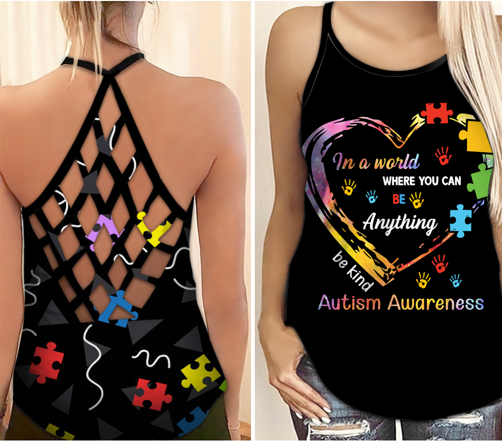 Autism Awareness Be Kind - Cross Tank Top 0921