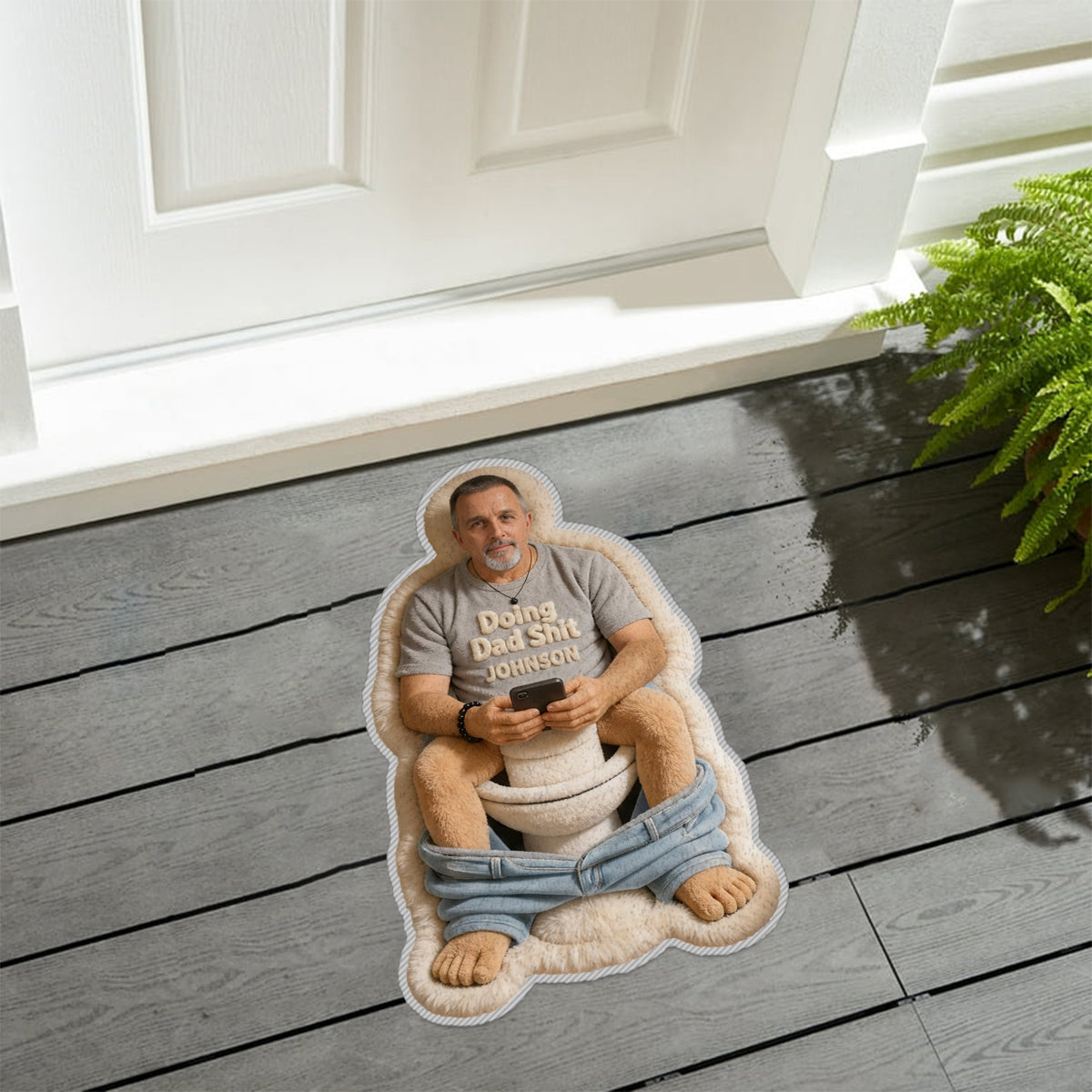 Custom Any Photo Doing Dad Shit - Personalized Father Non-Slip Tufted Rug