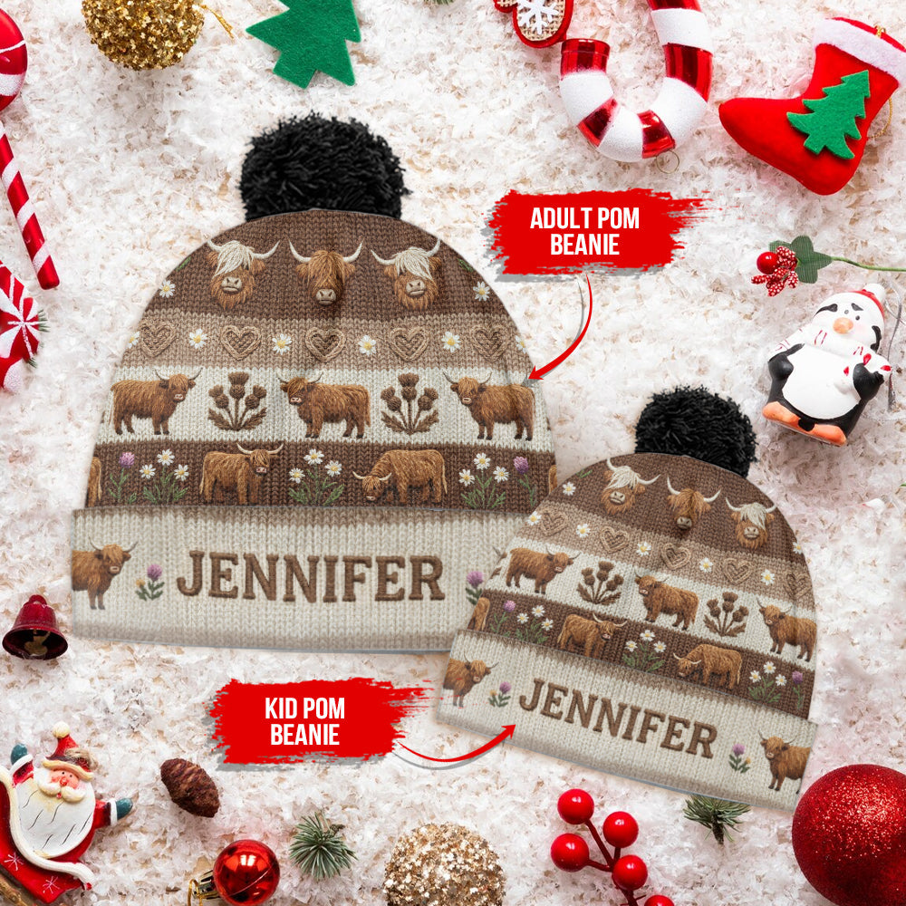 Farm Life - Personalized Highland Cow Beanie Hat