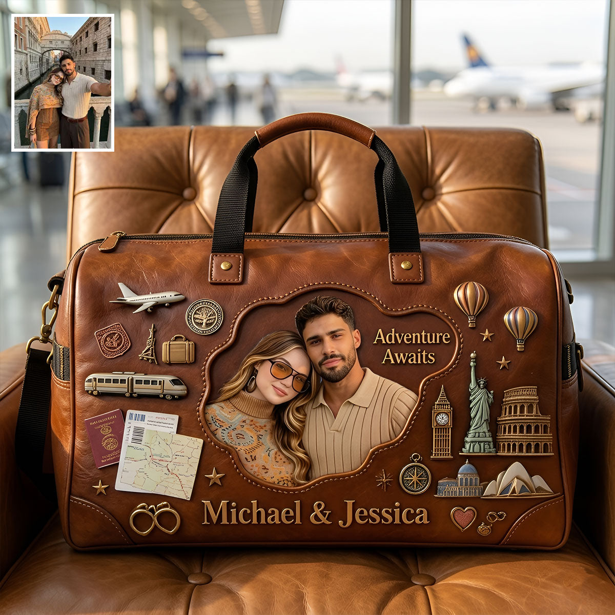 Adventure Awaits - Personalized Couple Duffle Bag