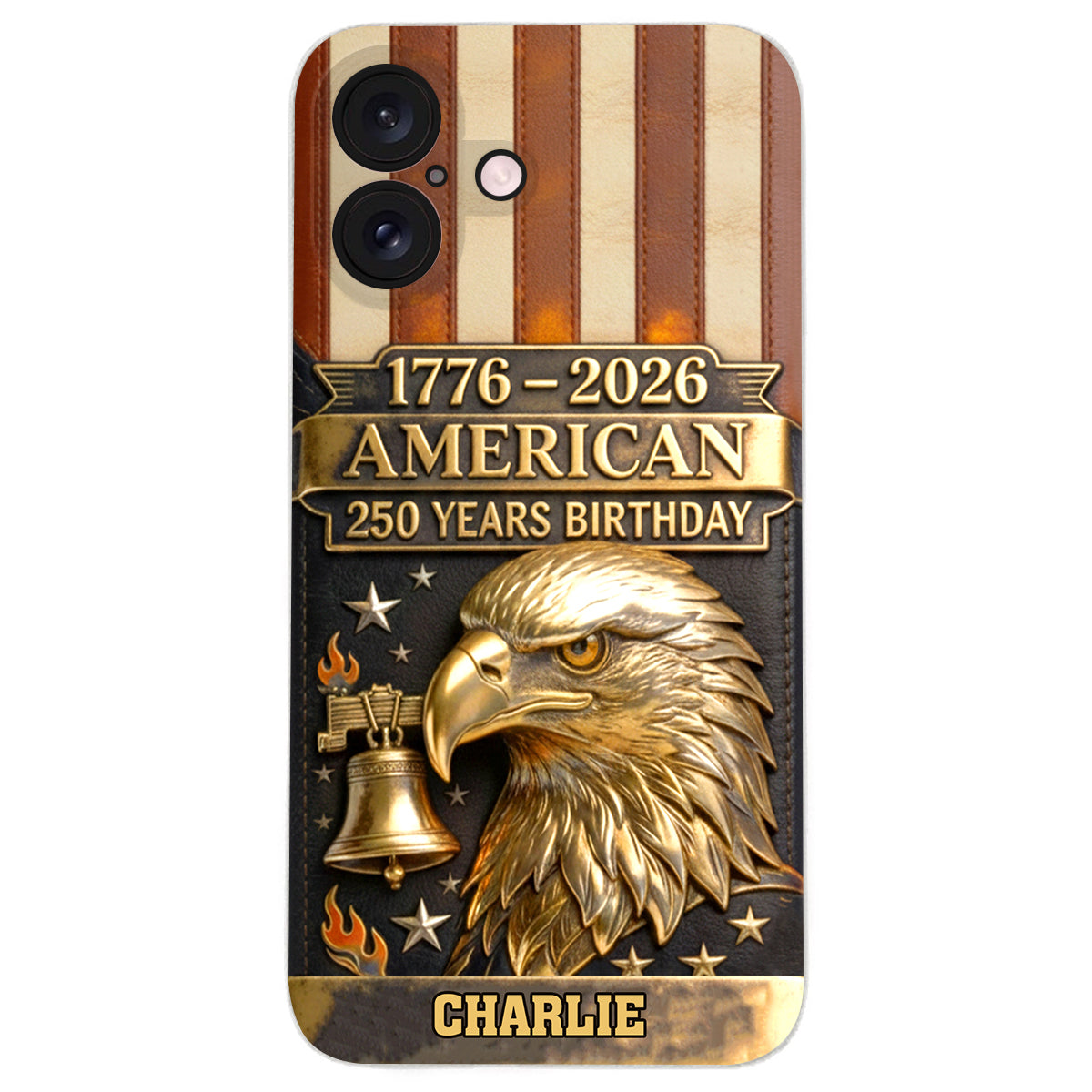 250th Anniversary - Personalized Bald Eagle Leather Phone Case