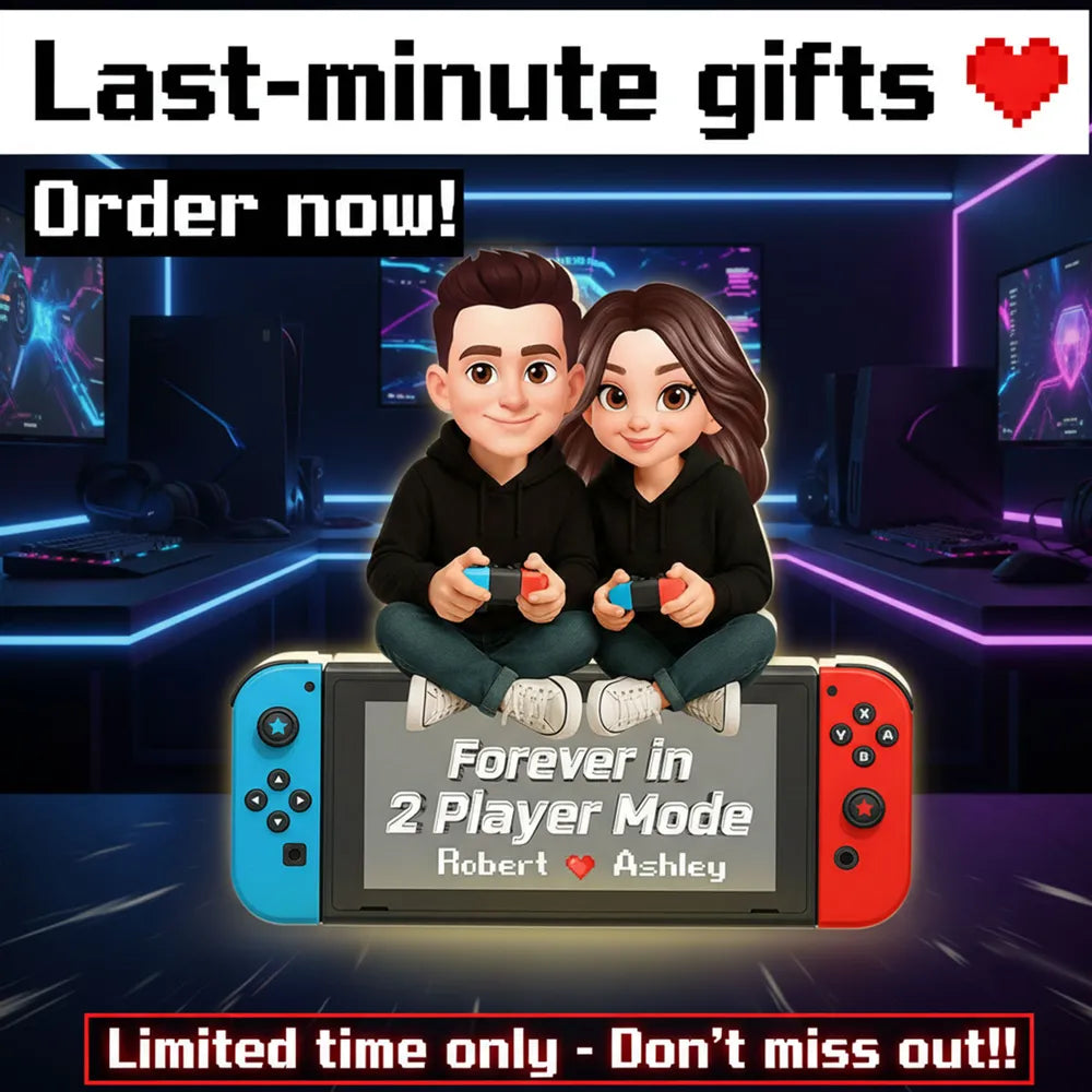 Personalized Acrylic Light Box Gamer Couple Holding Controllers, Starry Night Warm Glow Bedroom Decor, Unique Gift