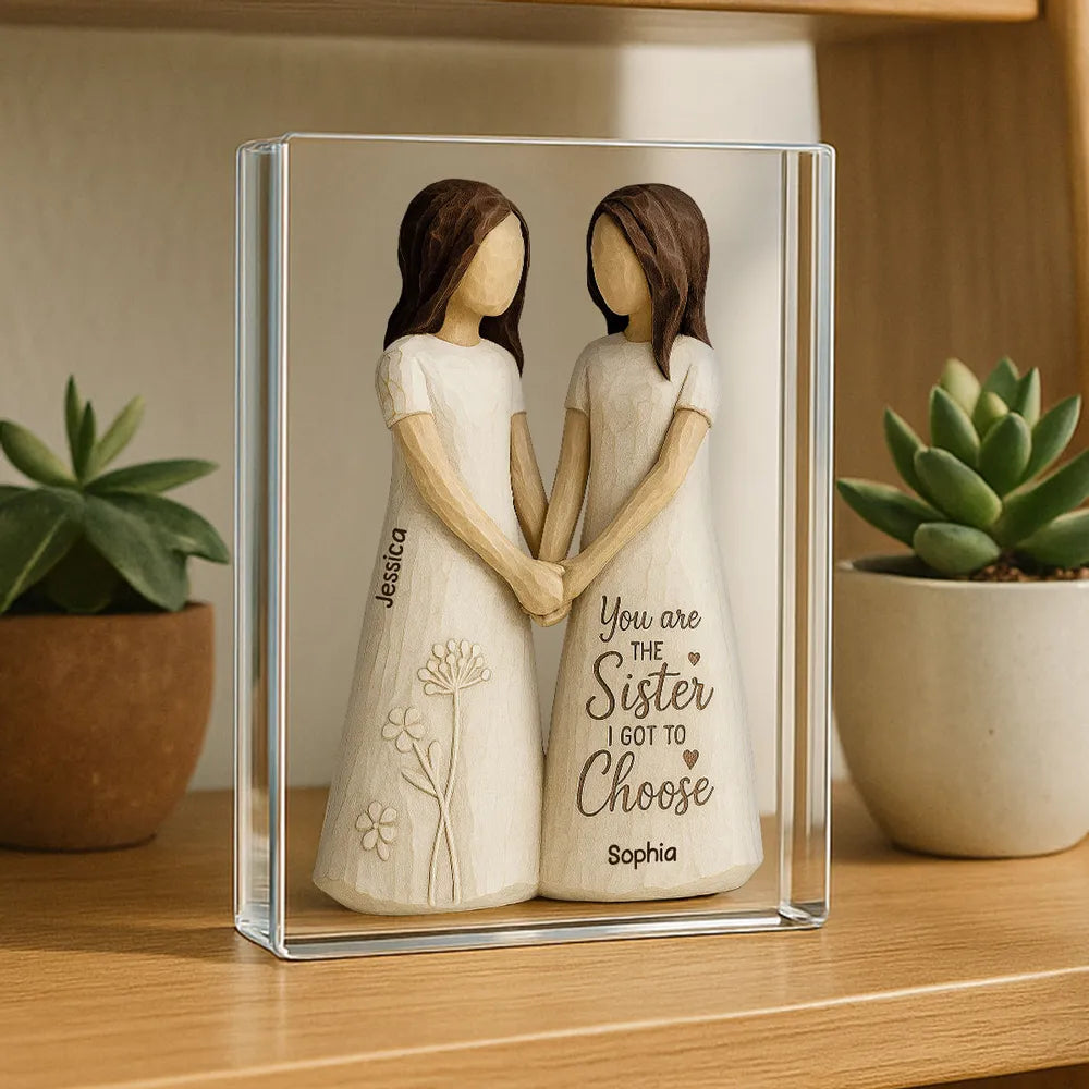 Forever Sisters by Choice – Custom Figurine Plaque for Best Friends, Gift for Her