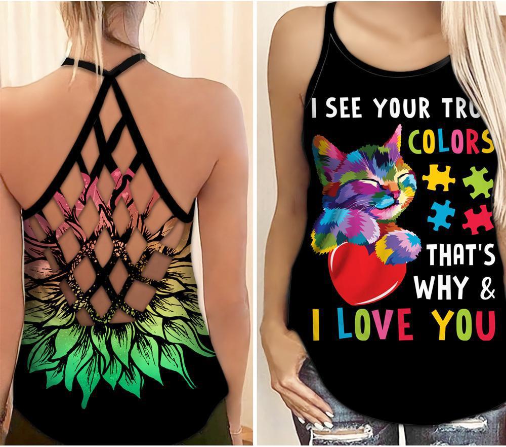 Autism Awareness I Love You - Cross Tank Top 0921