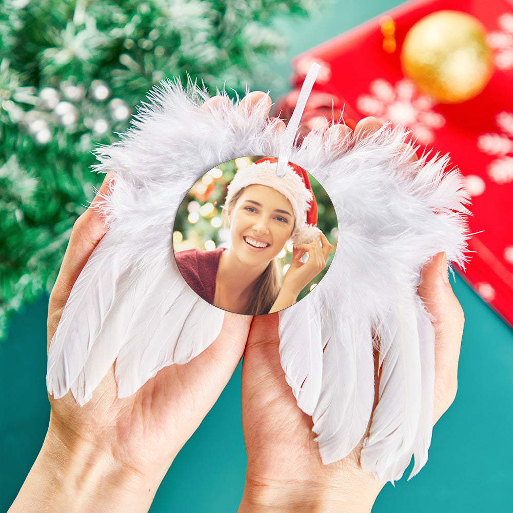 Forever In My Heart - Personalized Memorial Angel Feather Wings Hanging Ornament