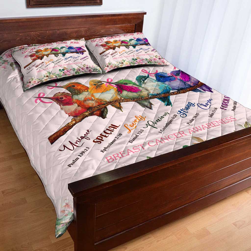 God Says You Are - Breast Cancer Awareness Quilt Bed Set
