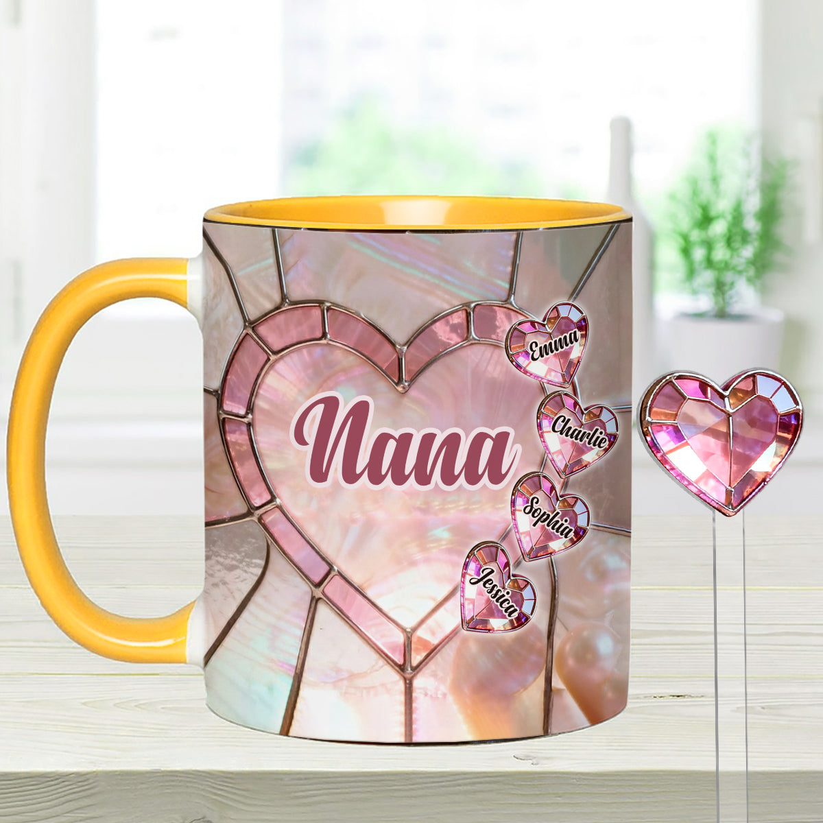 Blessed To Be Called Nana Mama Gigi Grandma - Personalized Grandma Set Accent Mug with Acrylic Stirrers
