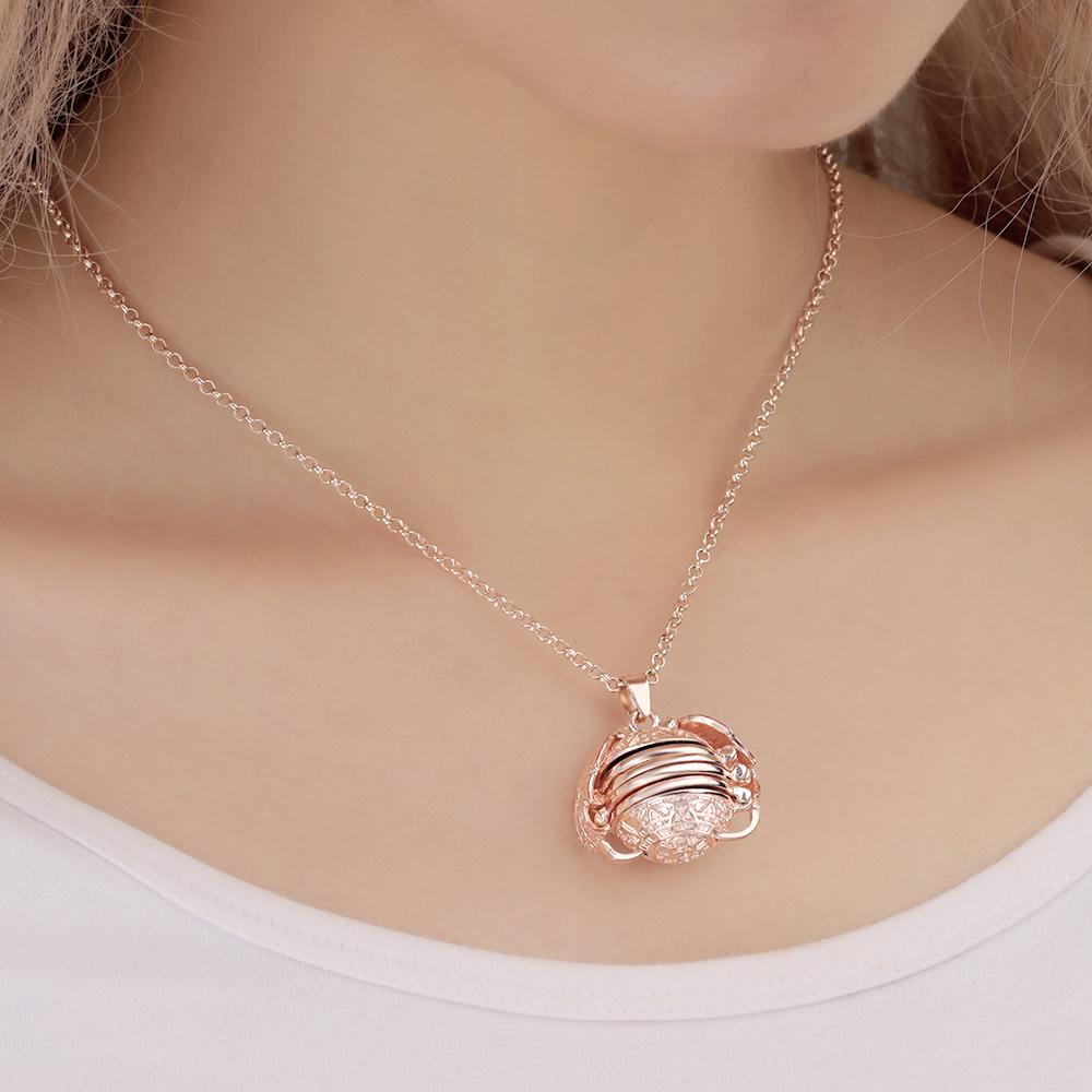 Any Photo - Personalized Angel Wings Expanding Photo Ball Locket Necklace
