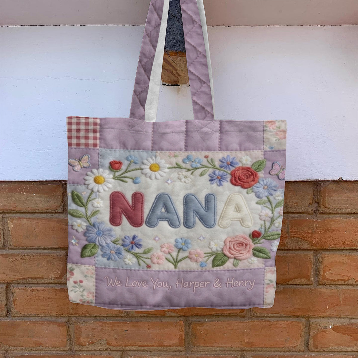 Custom Any Title - Personalized Mother Quilted Tote Bag