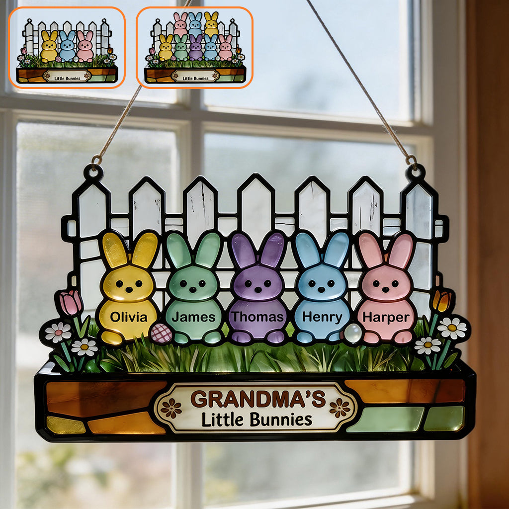 Easter Grandma Little Bunnies - Personalized Grandma Window Hanging Suncatcher Ornament