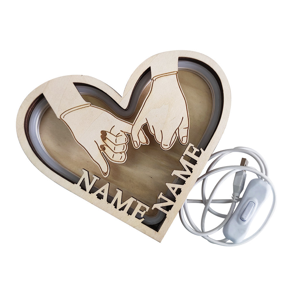 Couple Name Hand In Hand - Personalized Couple Name Lamp