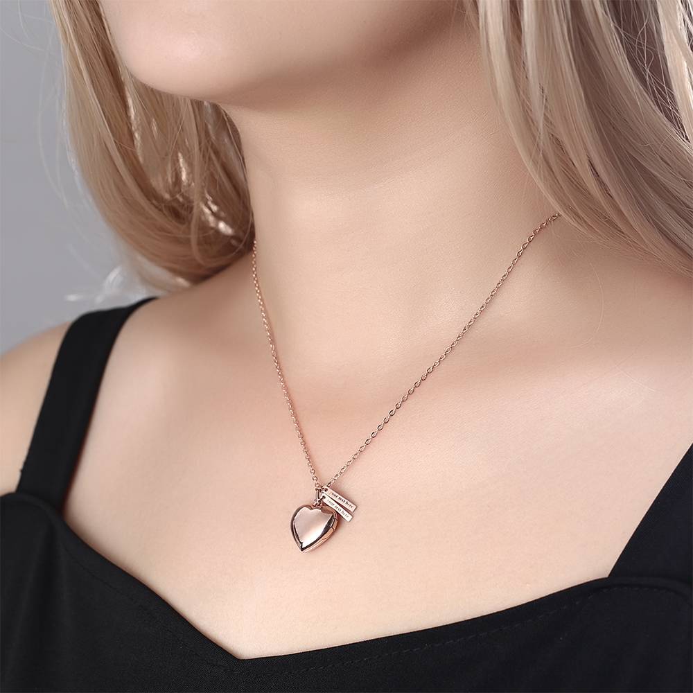 Any Photto - Personalized Couple Heart Photo Locket Necklace