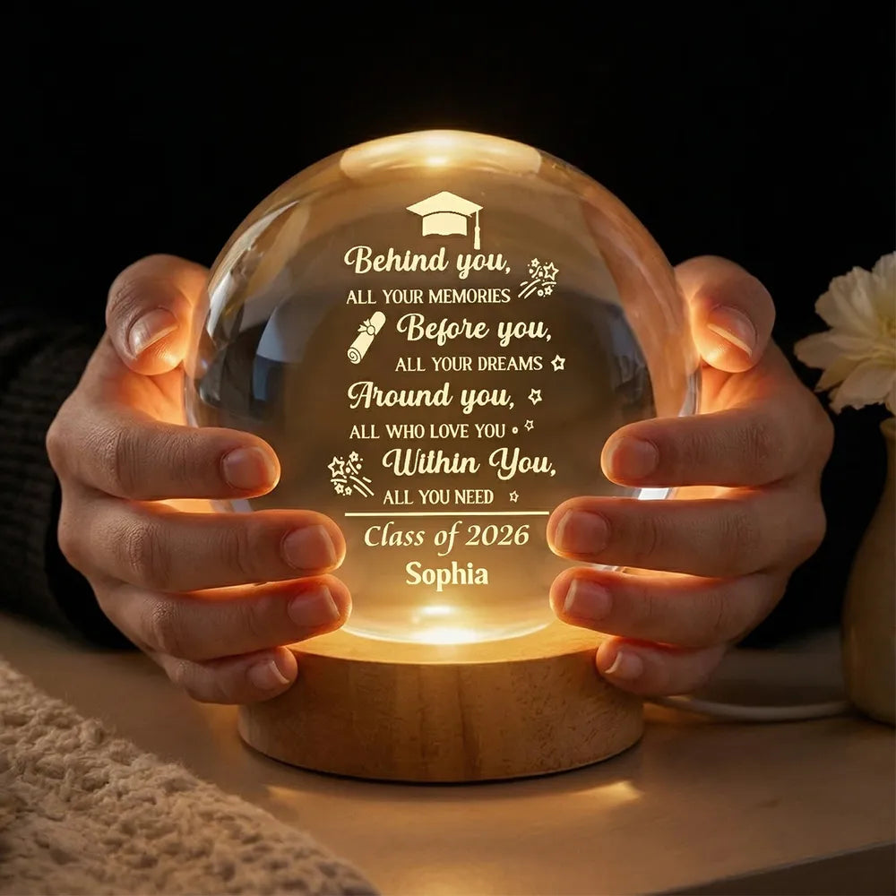 Behind You Before You Quote 1-Color K5 Globe Lamp, Personalized Graduation Night Light, Heartwarming Unique Gift for Son or Daughter