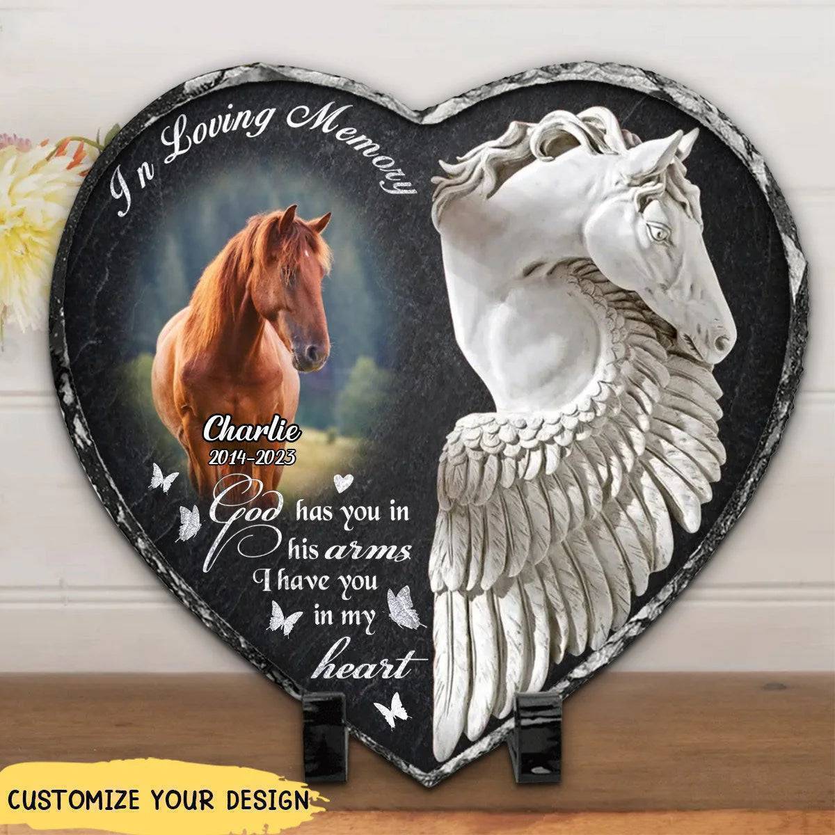 Eternal Gallop Heart Tribute - Custom Horse Memorial Lithograph - Cherished Hoofbeats Keepsake - Unite Hearts in Remembrance