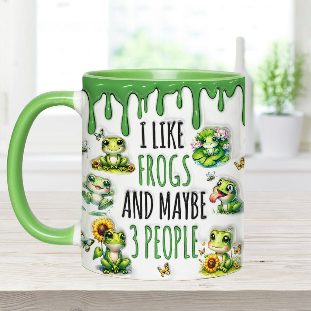 I Like Frogs & Maybe 3 People - Personalized Frog Accent Mug