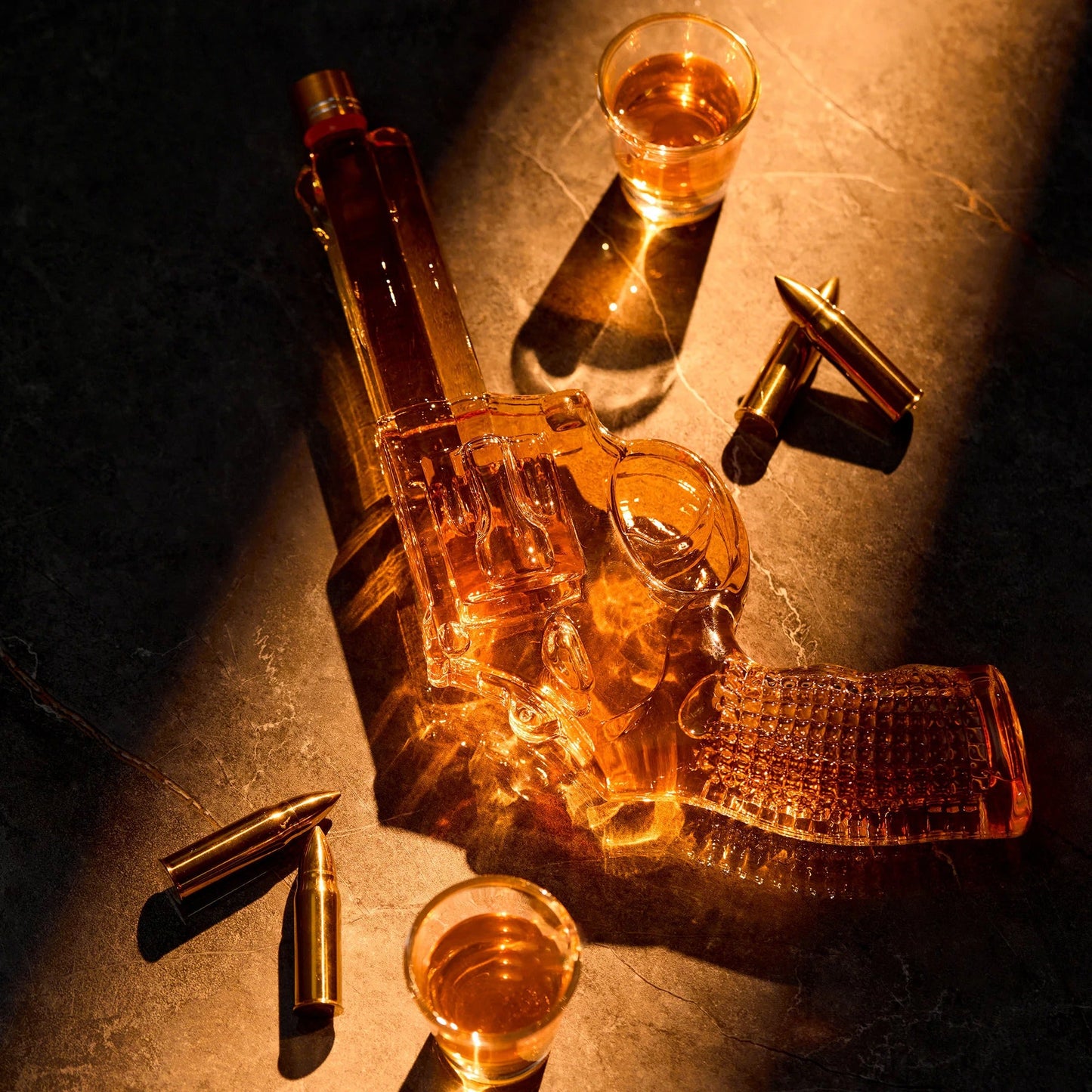 Gun Whiskey Decanter Set with Two Shot Glasses