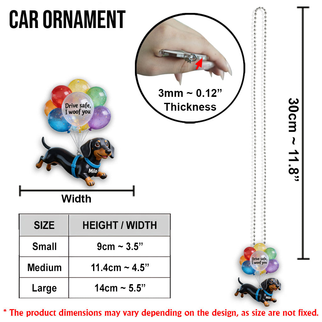 Drive Safe Balloon - Personalized Dog Transparent Car Ornament