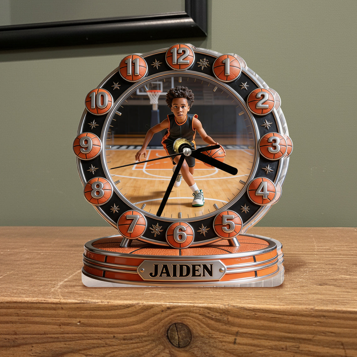 Custom Any Title Love Basketball - Personalized Basketball Desk Clock Plaque