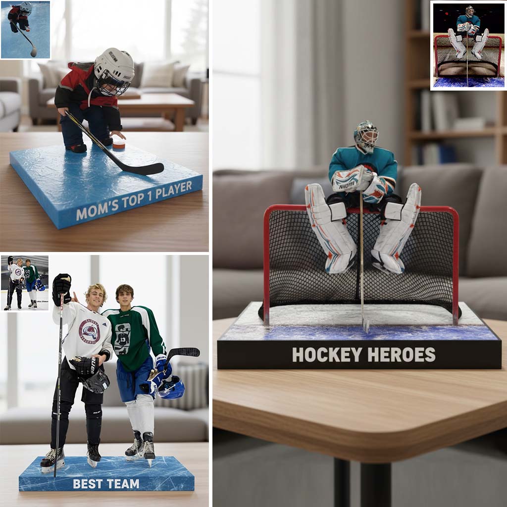 Custom Table Decor From Any Photo - Personalized Hockey Custom Shaped Acrylic Plaque