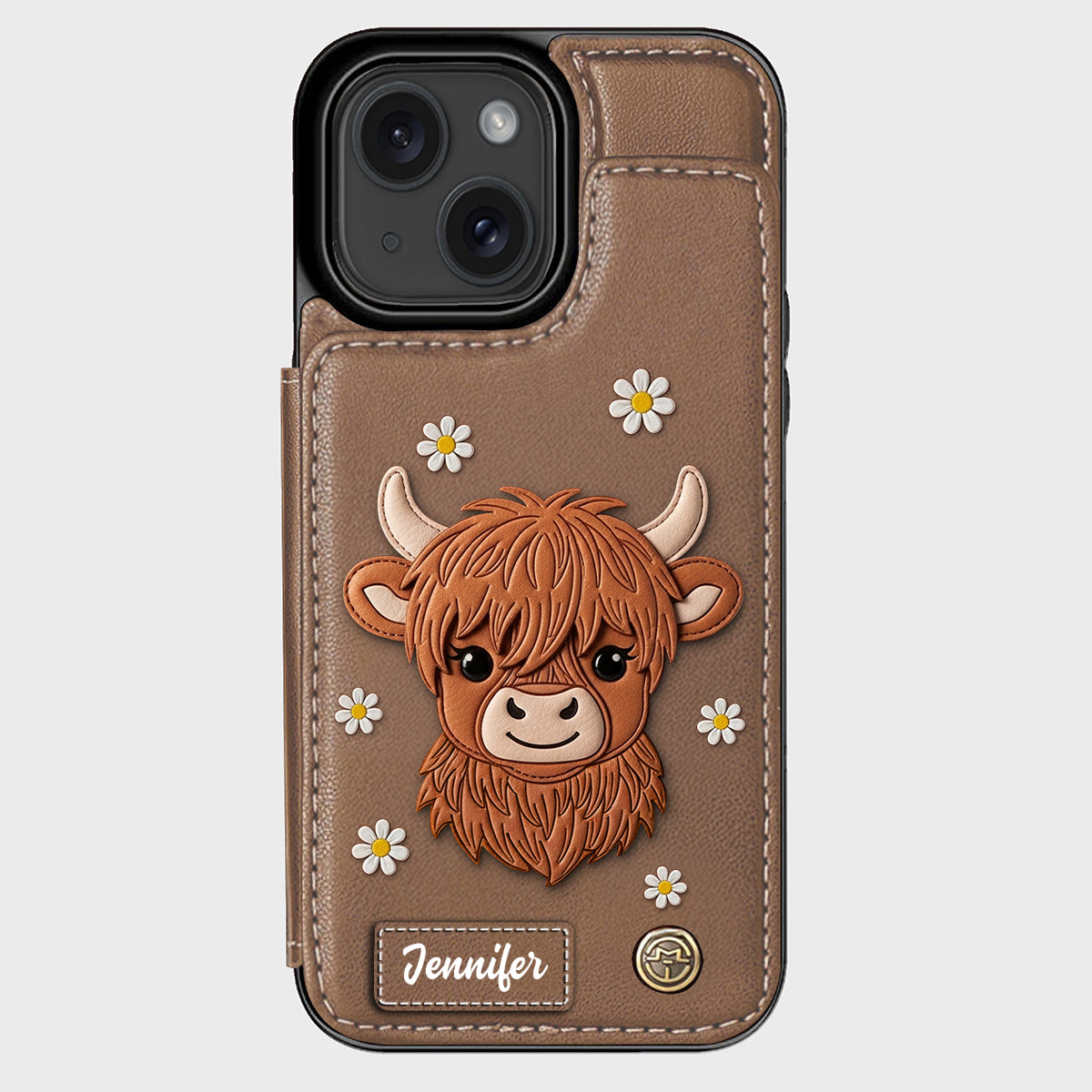 Adorable Highland Cow - Personalized Highland Cow Wallet Phone Case