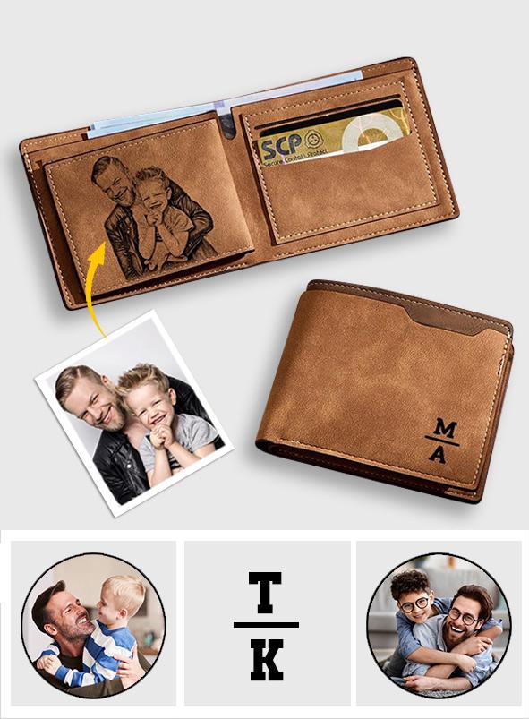 Any Photo - Personalized Engraved Photo Bifold Leather Wallet