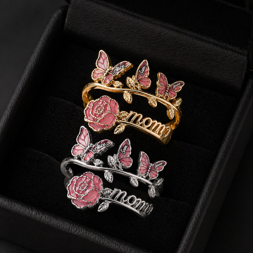 Beautiful Mom Gift - Personalized Mother Adjustable Shaped Ring