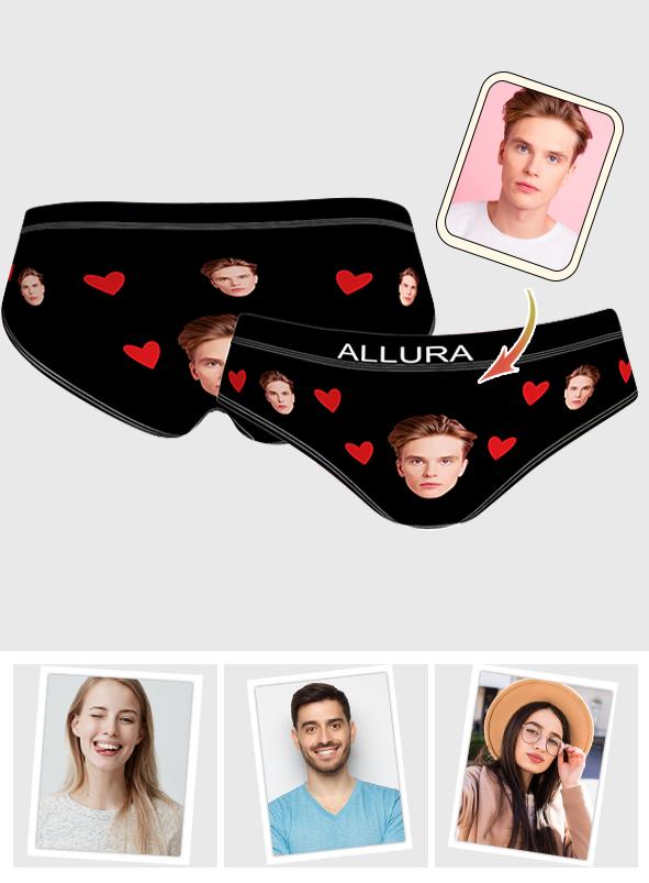 Custom Photo Face Engraved Women Panties - Personalized Couple Underwear