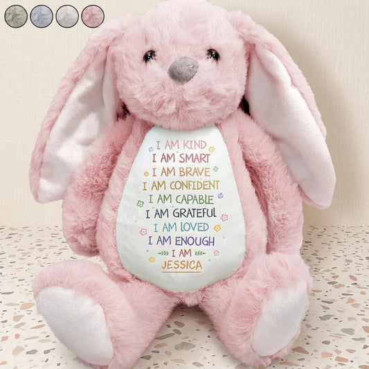 Personalized Plush Bunny with Positive Affirmations, Sweet Nursery Keepsake, Unique Gift for Kids