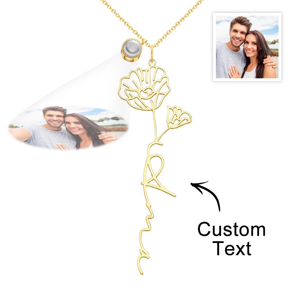 Birth Flower Photo Projection Charm - gift for anyone, who lost a loved one - Personalized Birth Flower Photo Projection Charm