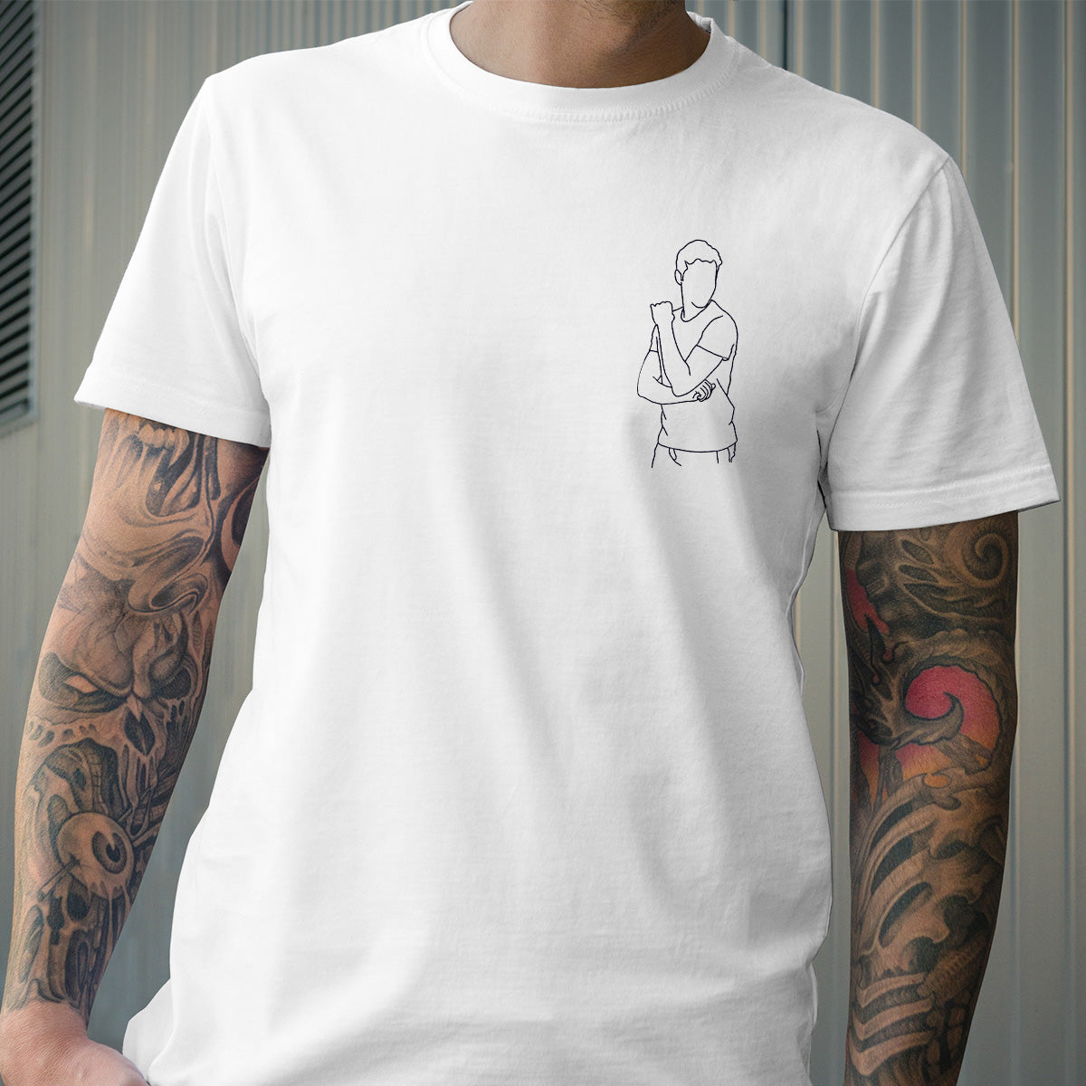 Custom Line Art - Personalized grandson Embroidered T-shirt
