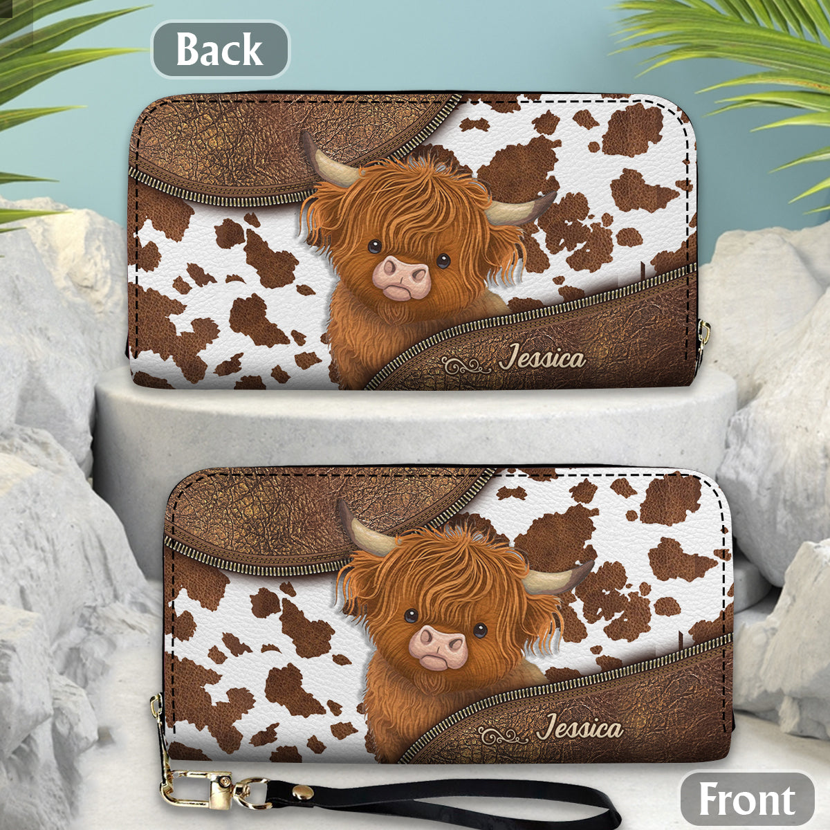 Just A Girl Who Loves Highland Cow - Personalized Leather Long Wallet