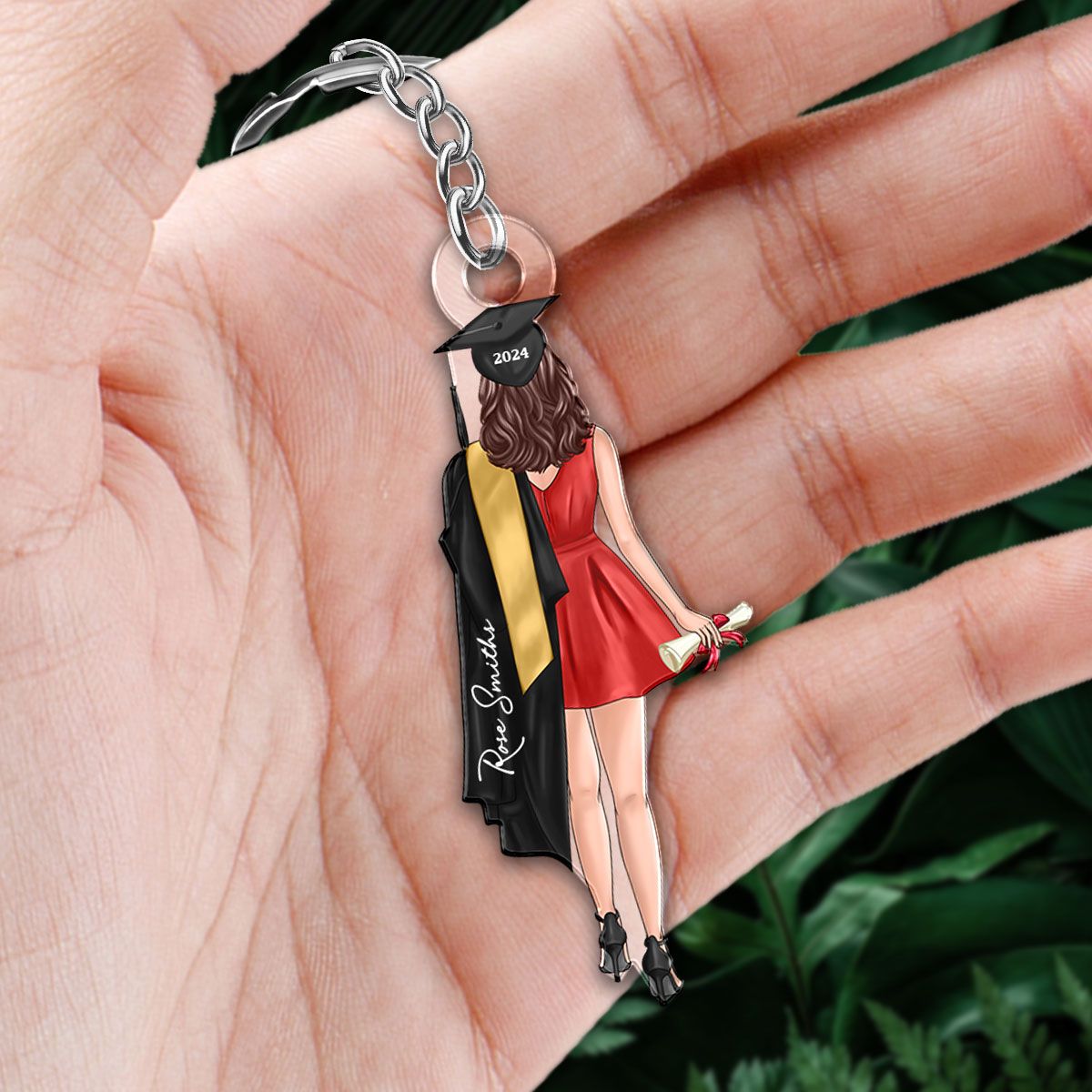Custom Graduation Keychain with Name & Graduate Figure