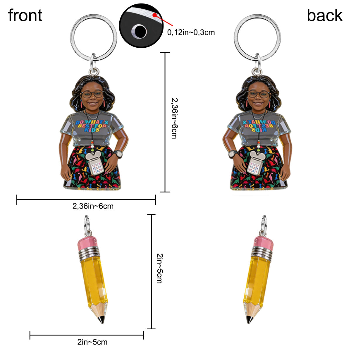 Custom Any Photo Gift For Teacher/Educator - Personalized Teacher Premium Keychain With Charms