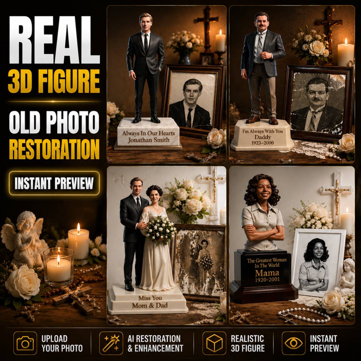 Bring The Memories Back, Old Photo Restoration - Personalized Memorial Premium 3D Figurine