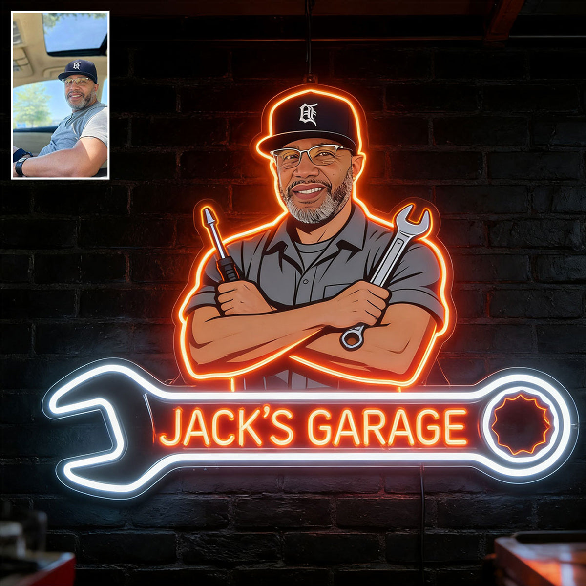 Gift For Him, Father's Day Gift - Personalized Garage LED Light Acrylic Sign