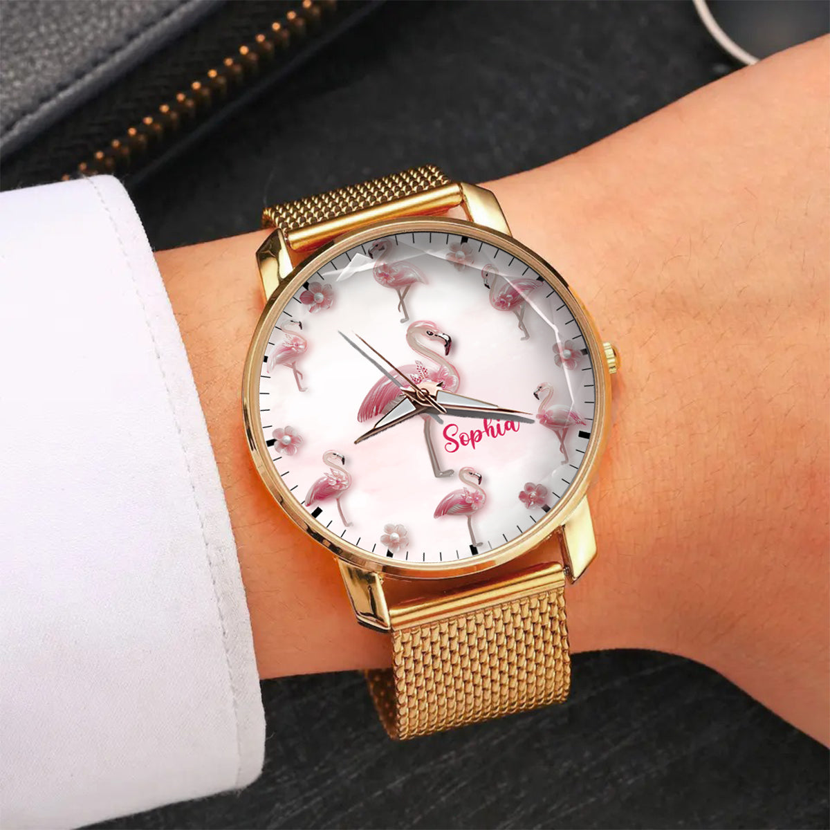 Elegance in Bloom Flamingo - Personalized Flamingo Women Hand Watch