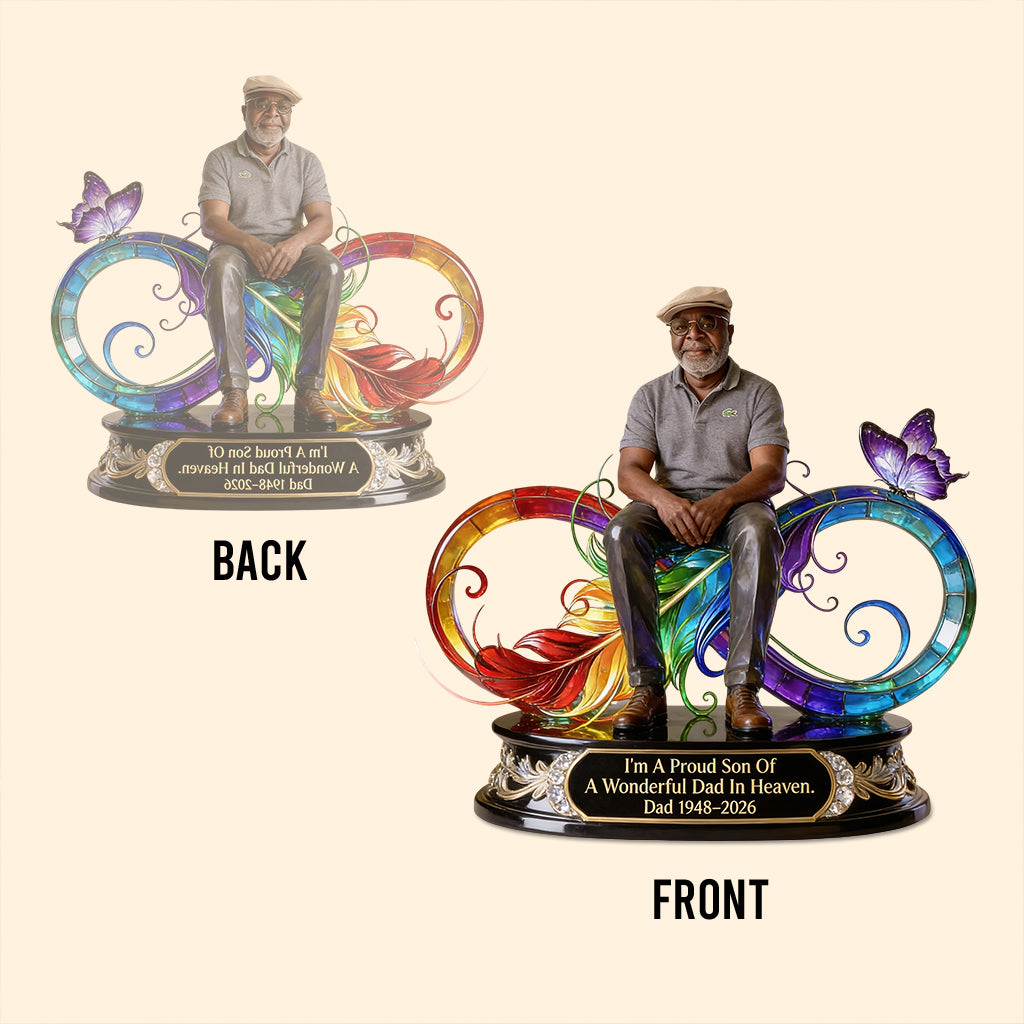 Dad In Heaven - Personalized Memorial Custom Shaped Acrylic Plaque
