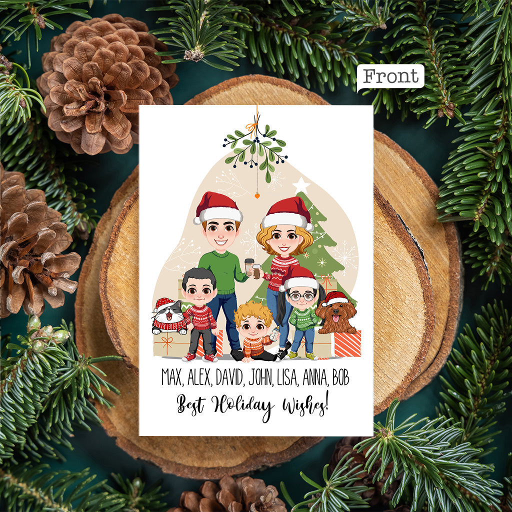 Best Holiday Wishes Christmas Portrait - Personalized QR Greeting Card