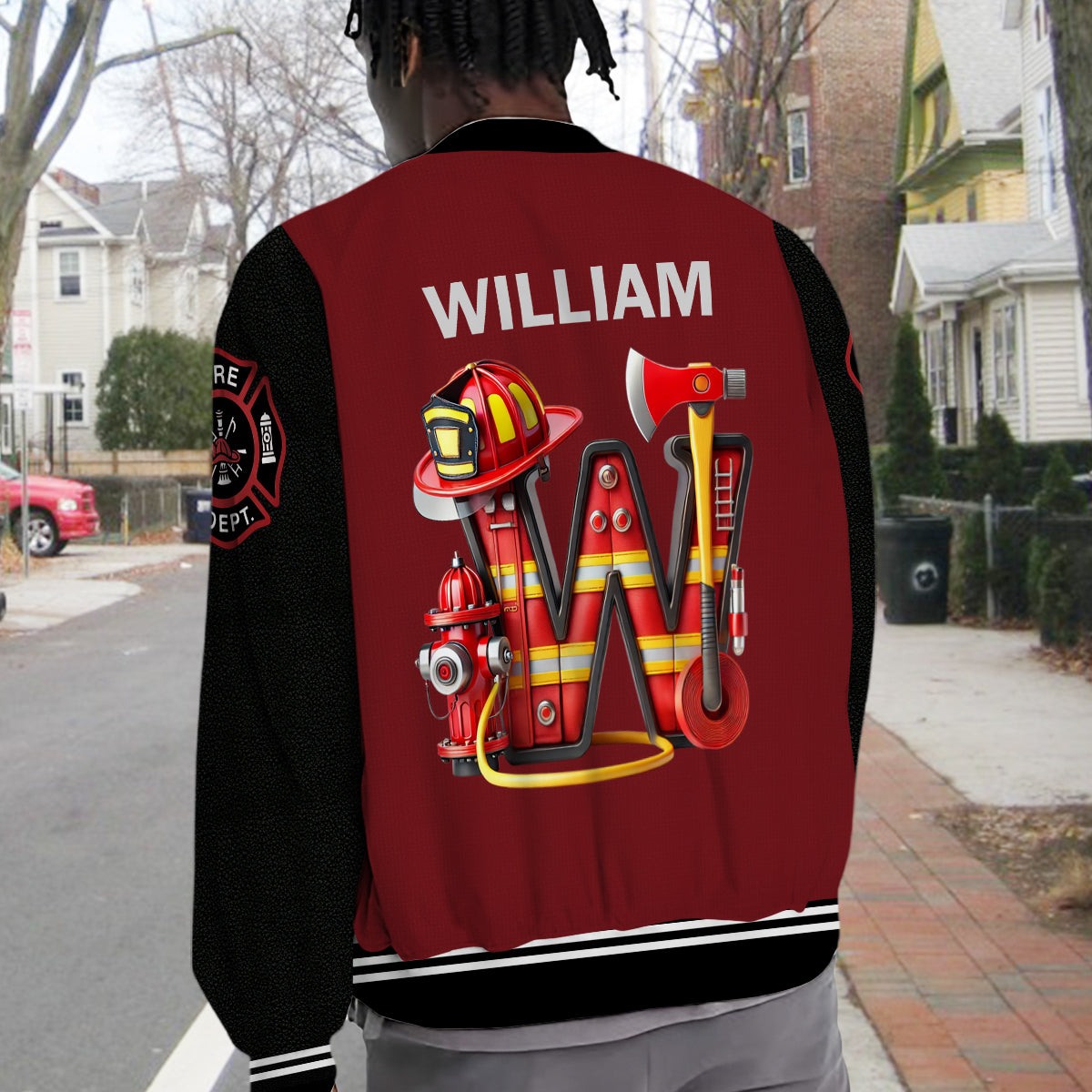 Custom Initial Jacket For Firefighter - Personalized Firefighter Varsity Jacket